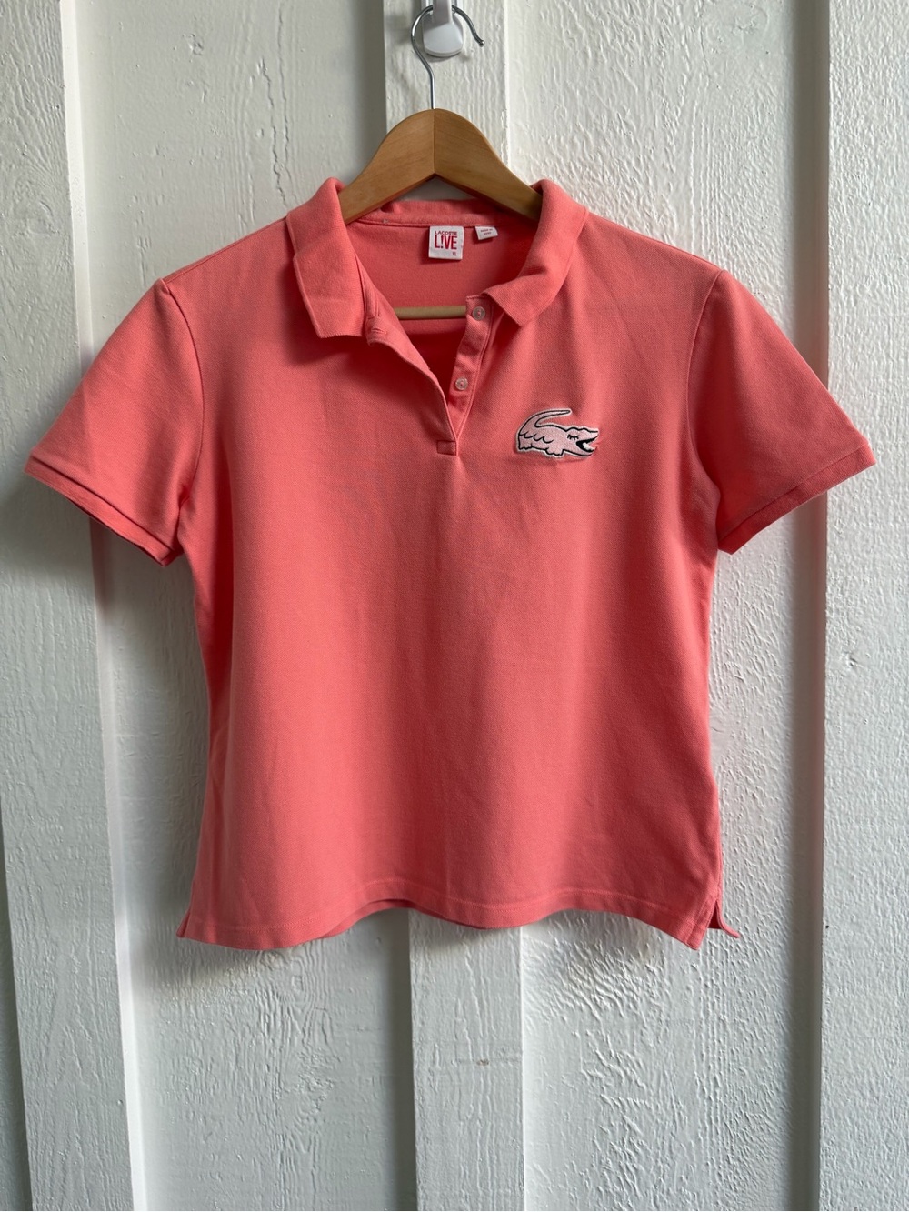 Lacoste Live Coral Coral Pink Polo Shirt Kids Size XL